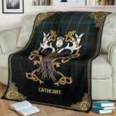 Clan Cathcart Tartan Crest Premium Blanket Celtic Stag Style DK65 Clan Cathcart Tartan Today